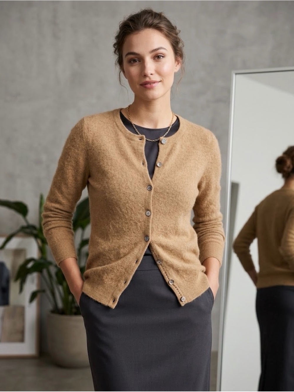 Boden x Anthropologie Cashmere Preppy Cardigan Camel 4.